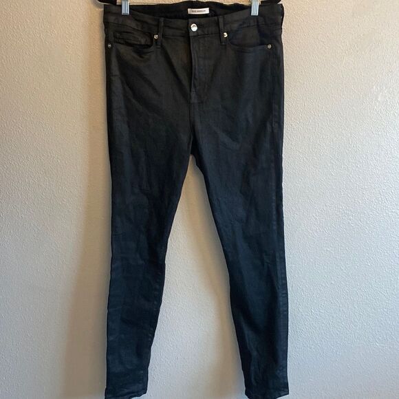 NWOT- GOOD AMERICAN- Good Leg- shiny black- Size 15/33 - Picture 1 of 9